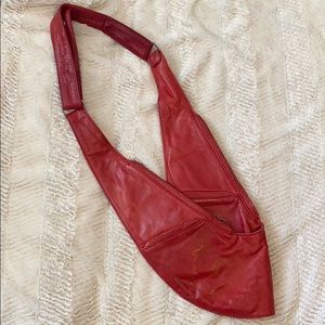 Red Genuine Leather Sash Bag